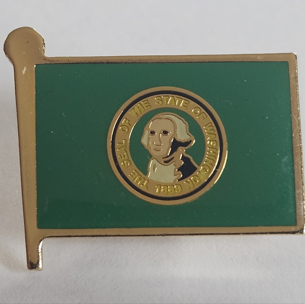 The Seal of the State of Washington Flag 1889 Enamel Pin Pinback Hat Lapel Vtg
